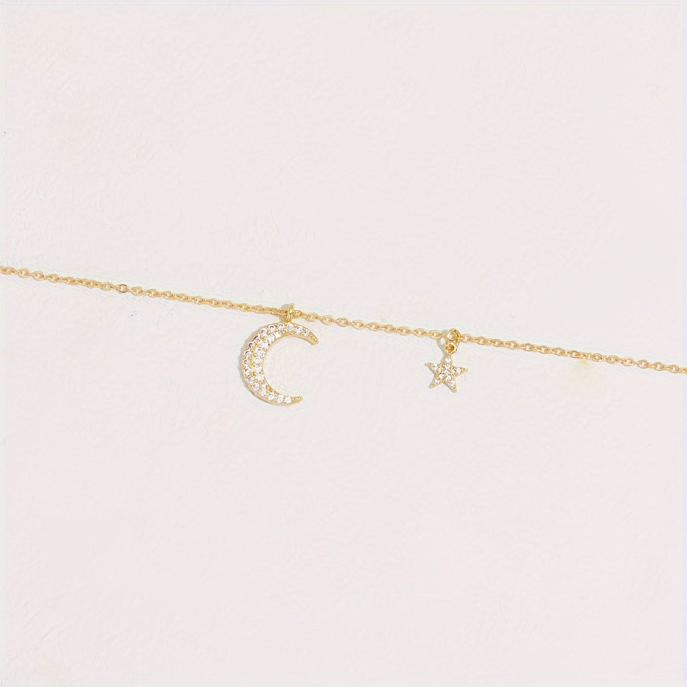Delicate Zirconia Star Moon Pendant Collarbone Chain Women's Necklace Birthday Party Gift for Eid al-Fitr, Ramadan