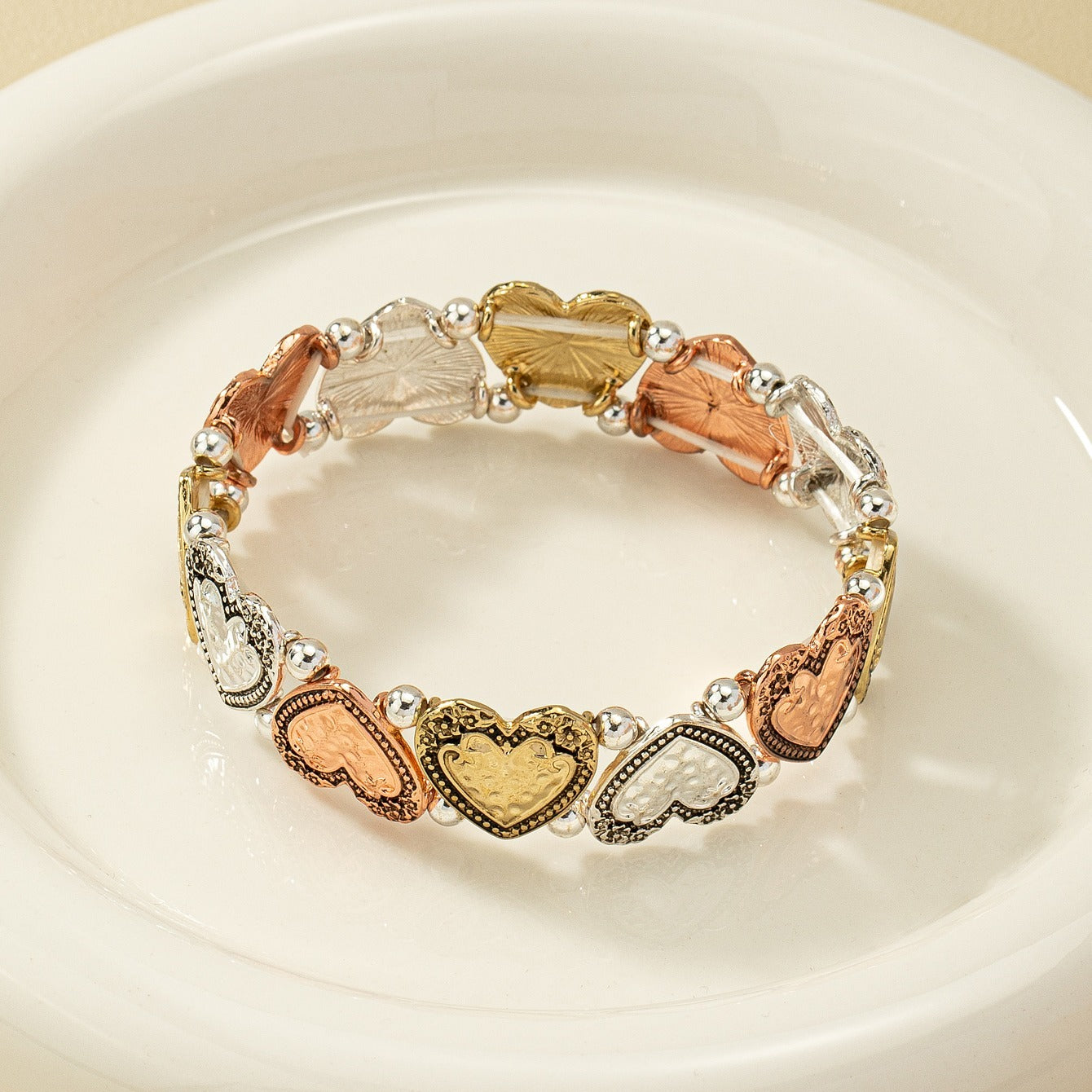 Simple Heart Engraved Pattern Stretch Bracelet Women's Accessories Fashion Fall 2022