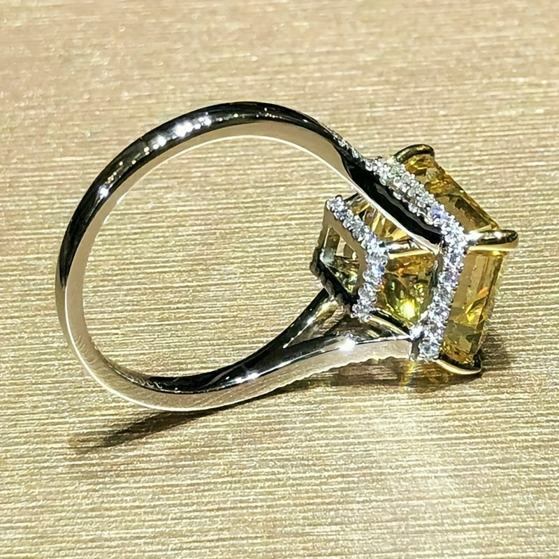 Fashion Ladies Ring with 4-Claw Set with Yellow Jewel Ring for Ladies Engagement, Wedding and Anniversary Gifts