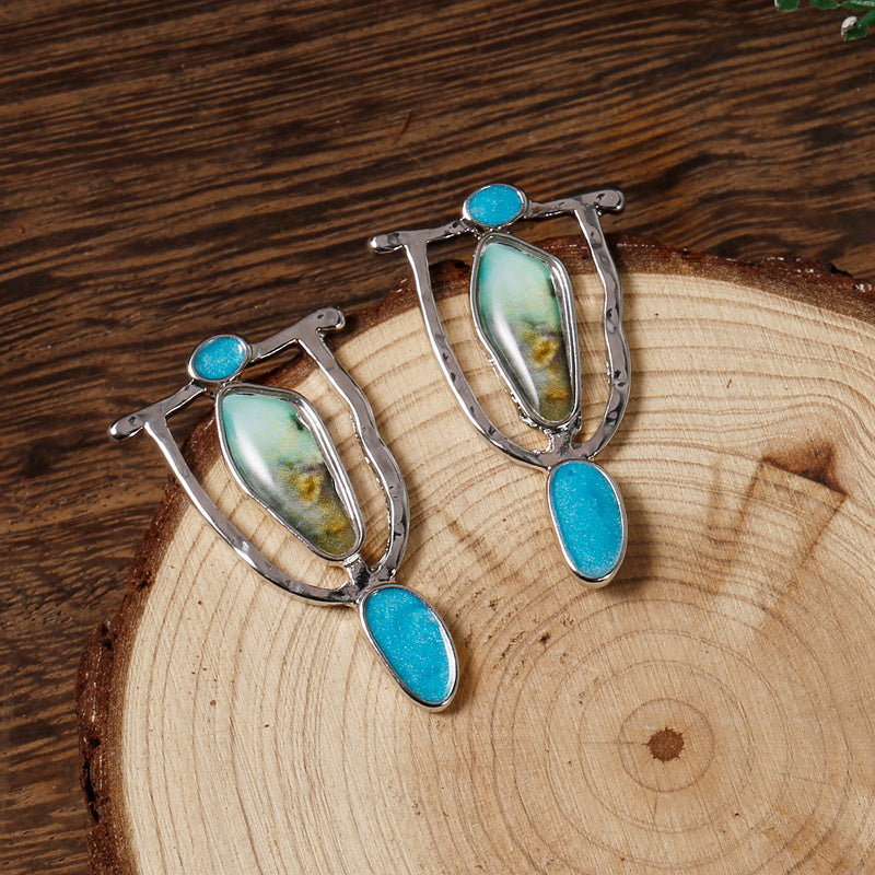 Classic Green Stone Pendant Earrings Silver Jewelry Ladies iBridal Wedding Jewelry Gift