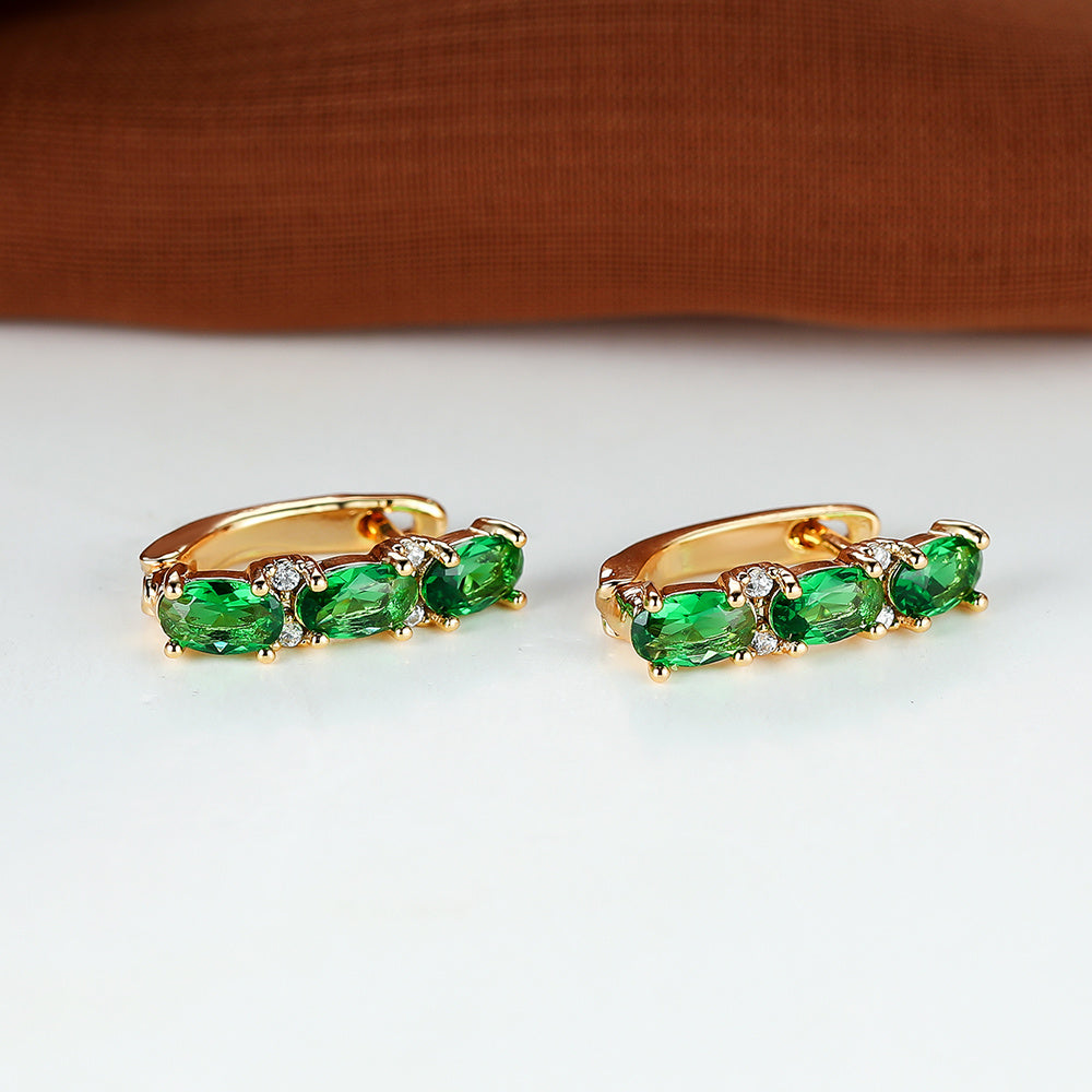 Elegant Oval Green Zircon Pendant Earrings - Perfect for Women's Valentine's Day, Halloween and Christmas Gifts