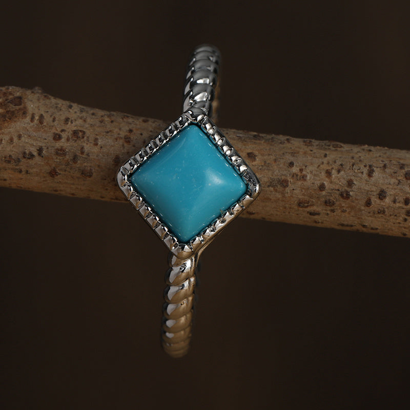 Bohemian ring set with square turquoise symbolizes simplicity and elegance with everyday clothing. The perfect birthday gift for someone you care about very much
