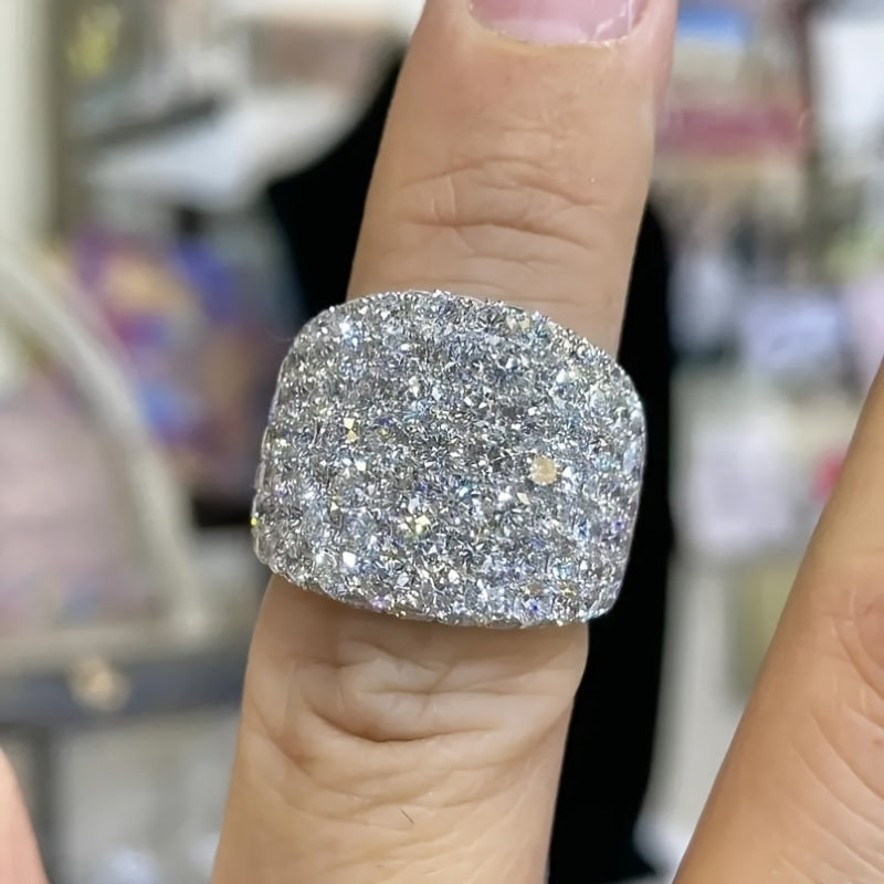 1 Elegant Ladies Broadband Ring - Deluxe Sparkling Synthetic Zirconia, Perfect for Proposals, Engagements, Weddings and Parties - Perfect for Valentine's Day