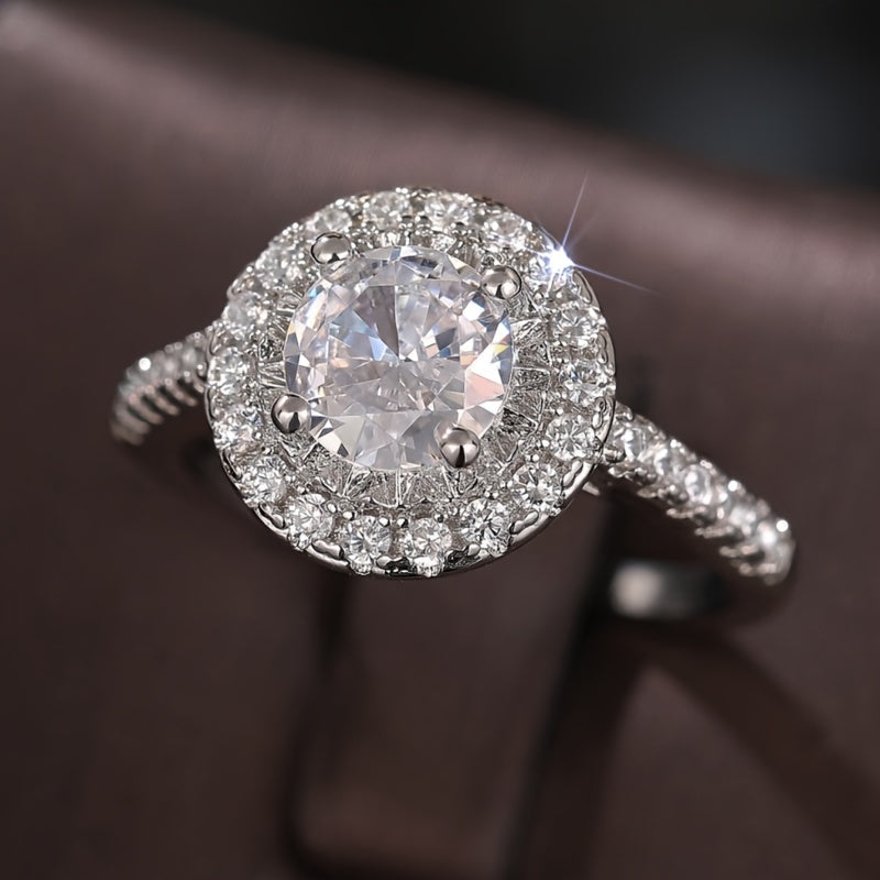 Elegant Ladies Engagement Ring - Classic Sparkle Cubic Zirconia for Wedding and Anniversary Gifts