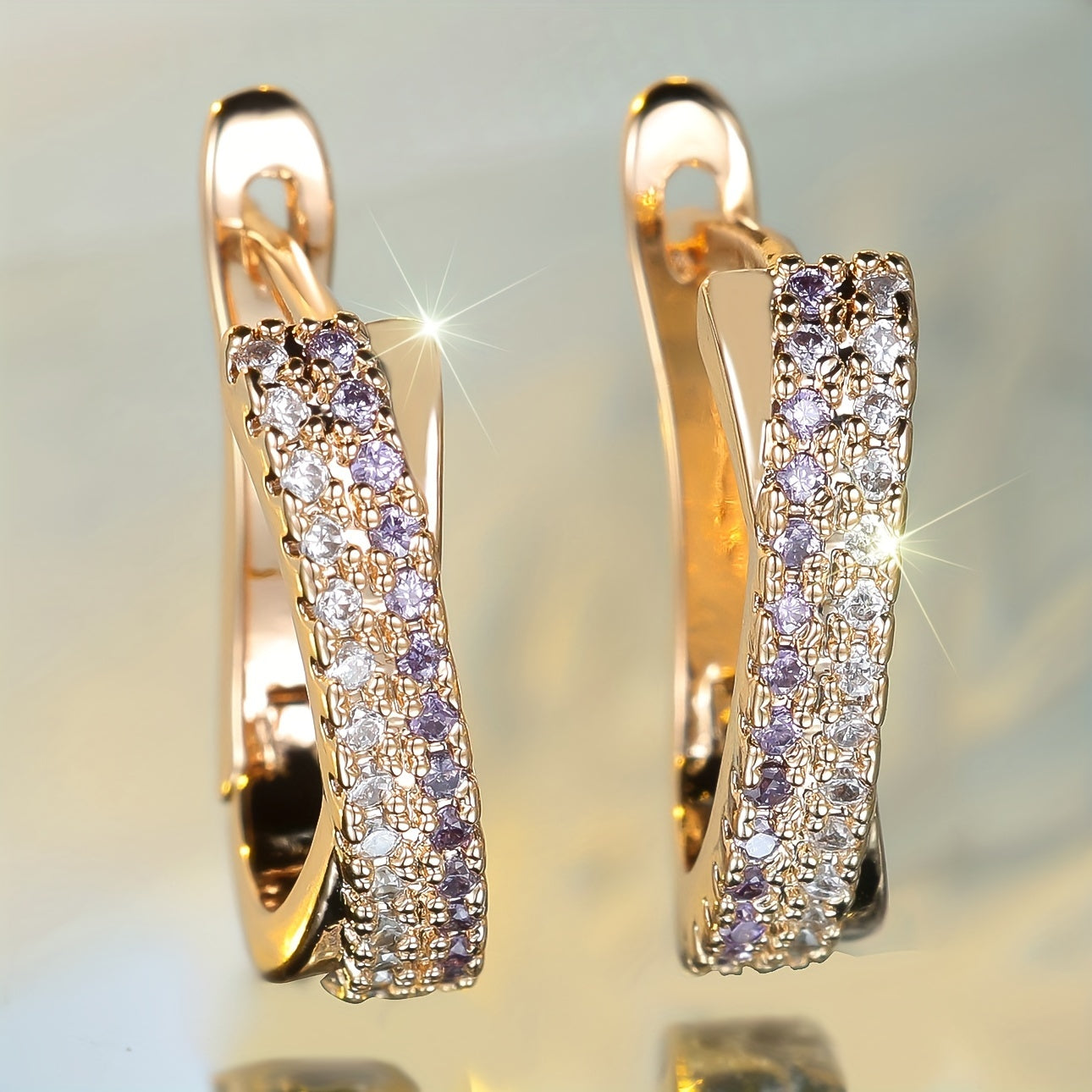 A pair of elegant and stylish colorful cross-ear buckles for Christmas luxury ladies ring earrings
