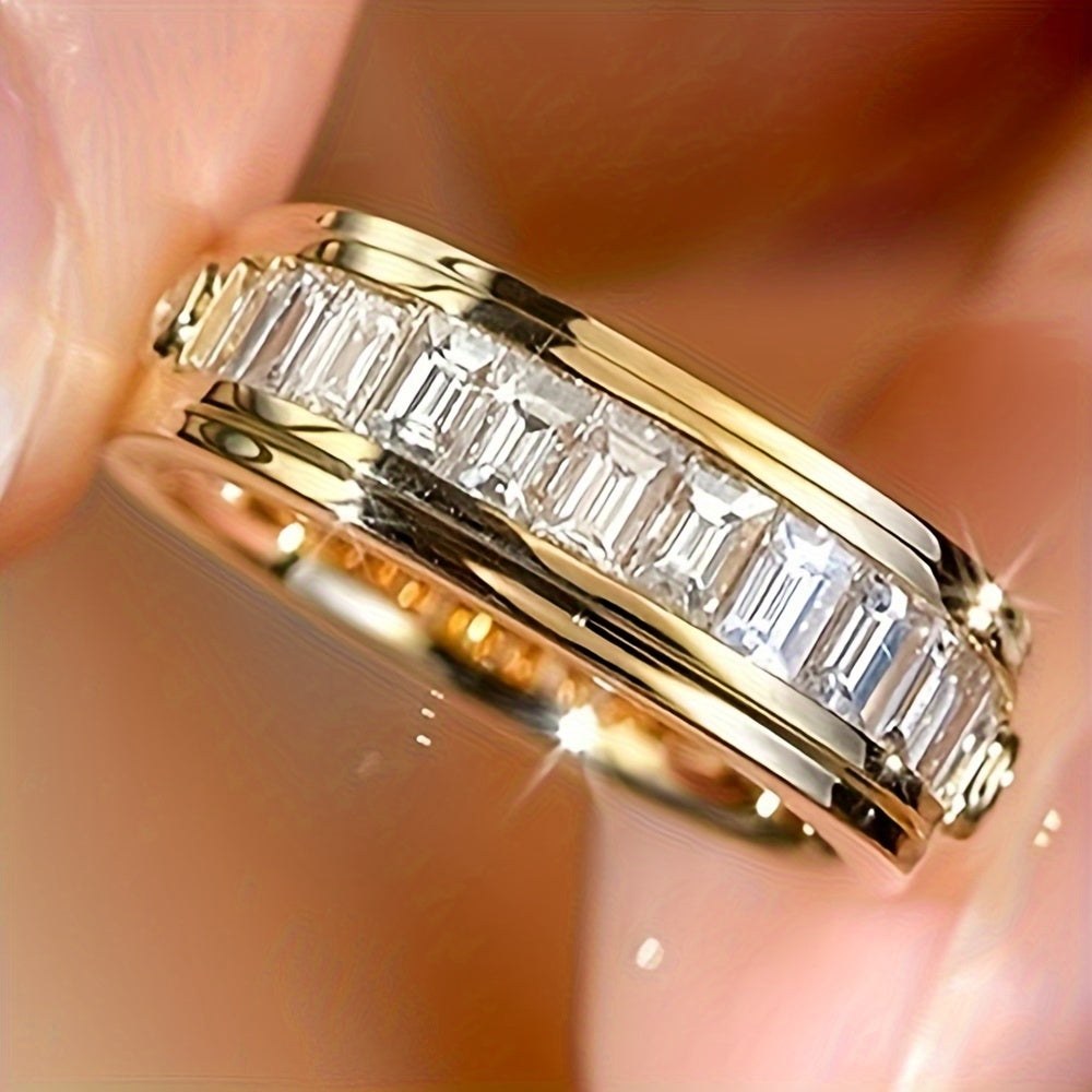 Elegant Timeless Ring with Square Cubic Zirconia - Perfect for Everyday Wear and Parties, April Birthstone