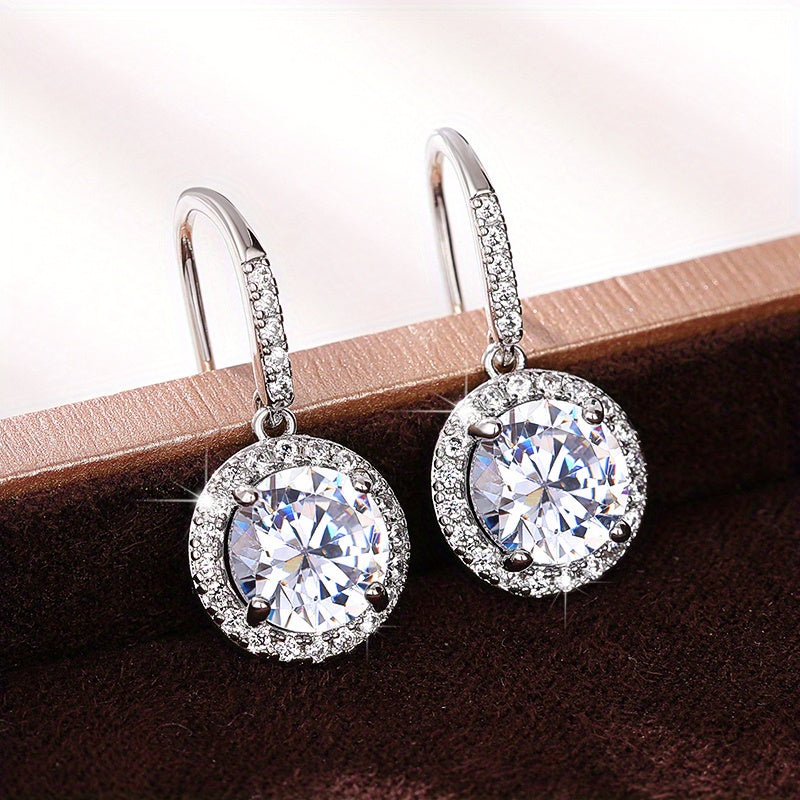 New exquisite 925 silver-plated hanging earrings Women's engagement party jewelry daily casual accessories Women's gifts