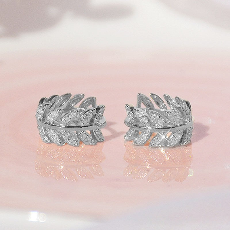 Exquisite Olive Branch Leaf Hoop Huggies Earrings Bridemains Party Proposal Birthday Gifts Jewelry