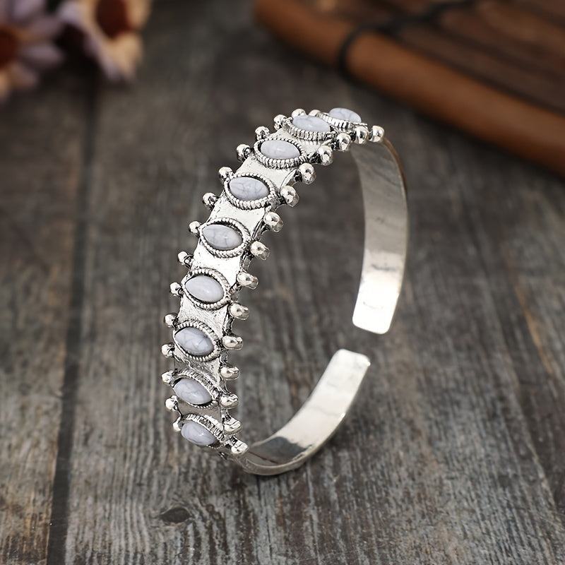 Bohemian style inlaid turquoise retro wind zinc alloy bracelet