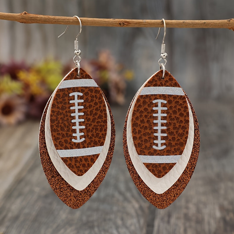 1 pair of sparkling football design pendant earrings, suitable for daily wear and party accessories, perfect for decorating sports enthusiasts