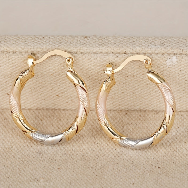 Vintage bohemian style 14K gold-plated copper round earrings, women's fashion jewelry accessories, suitable for daily wear and gift giving, Valentine's Day and all seasons