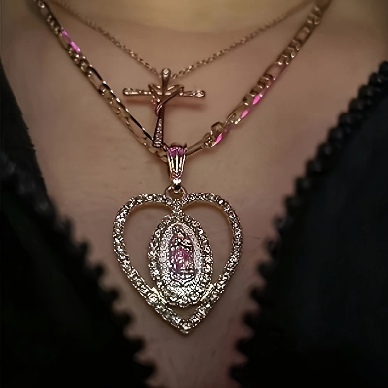 1Pc/Gold Guadalupe Gold Necklace Ladies Fashion Necklace Vintage Style Necklace for Everyday Wear