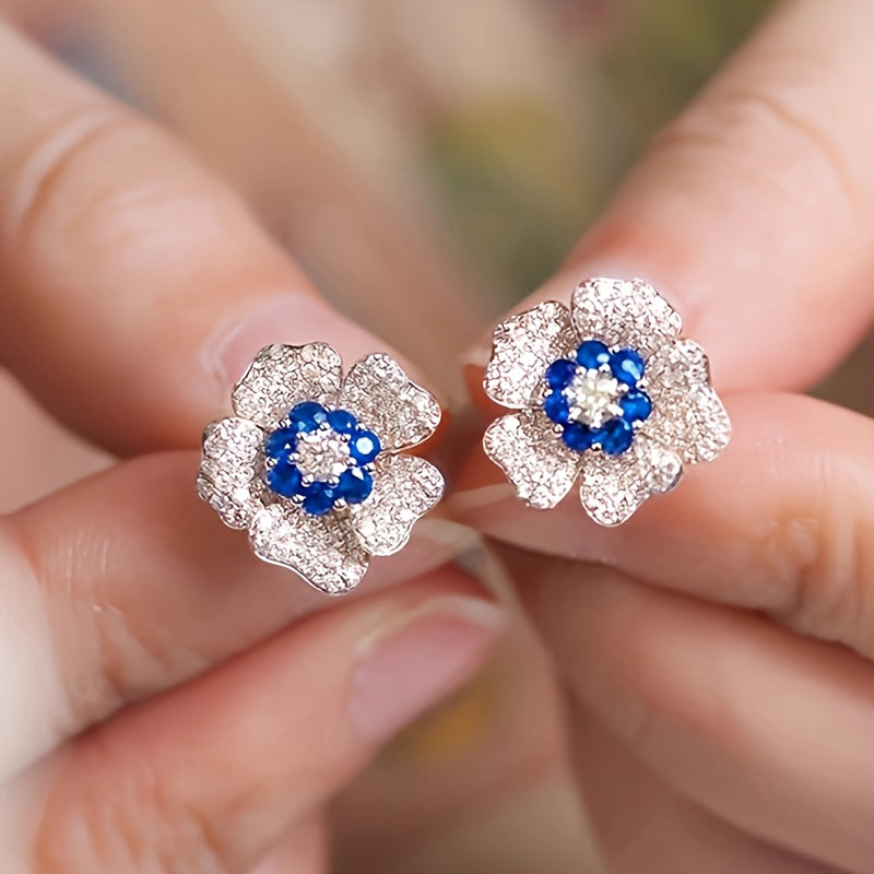 Stylish earrings with shiny Zirconia and floral designs are perfect for parties and everyday elegance.