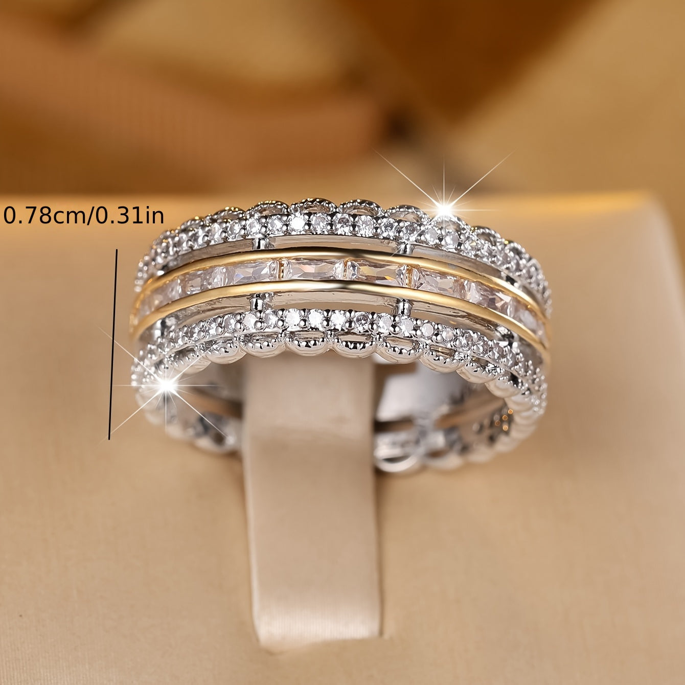 Multi-layer unplated Bohemian timeless ring set, sparkling cut synthetic cubic Zirconia, copper base, perfect gift for her, sparkling accessories for Casual Attire and parties