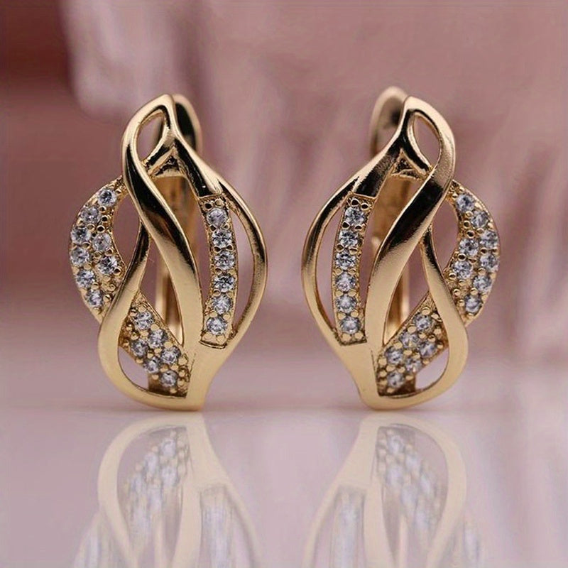 Elegant 18K Gold Plated Infinity Hug Earrings with Sparkling Zirconia - Nickel Free, Perfect for Brides and Casual Dresses, April Birthstone Jewelry Gifts, Bridal Wedding Jewelry