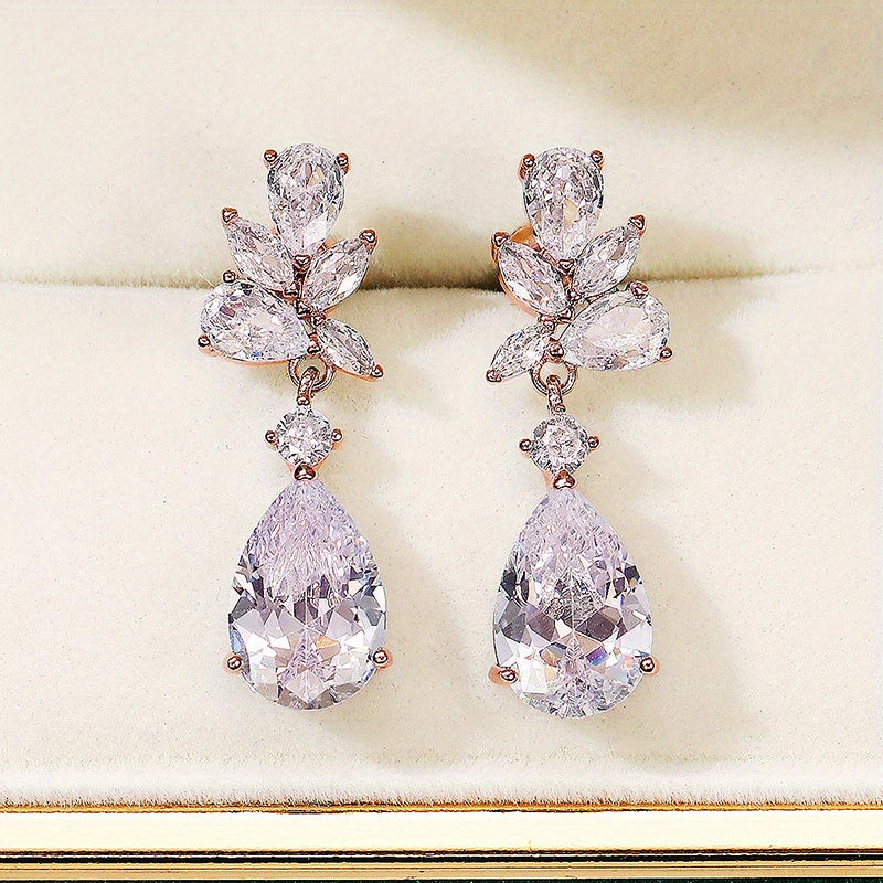 Fashion teardrop zircon earrings