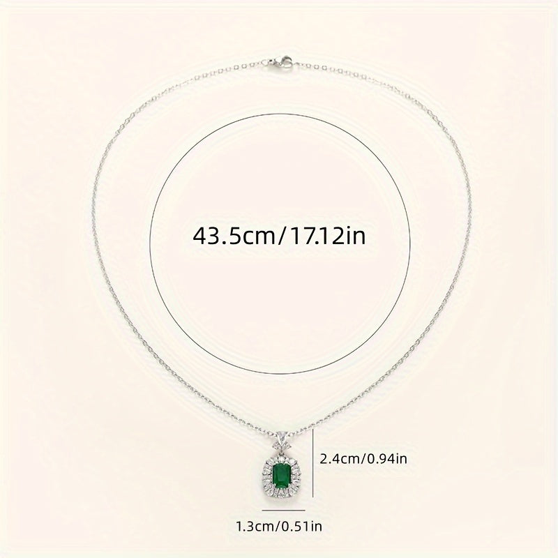 Classic 4 Claw Set Synthetic Green Gemstone Pendant Necklace Women's, Party Anniversary Gift, Casual Clothing Necklace Jewelry
