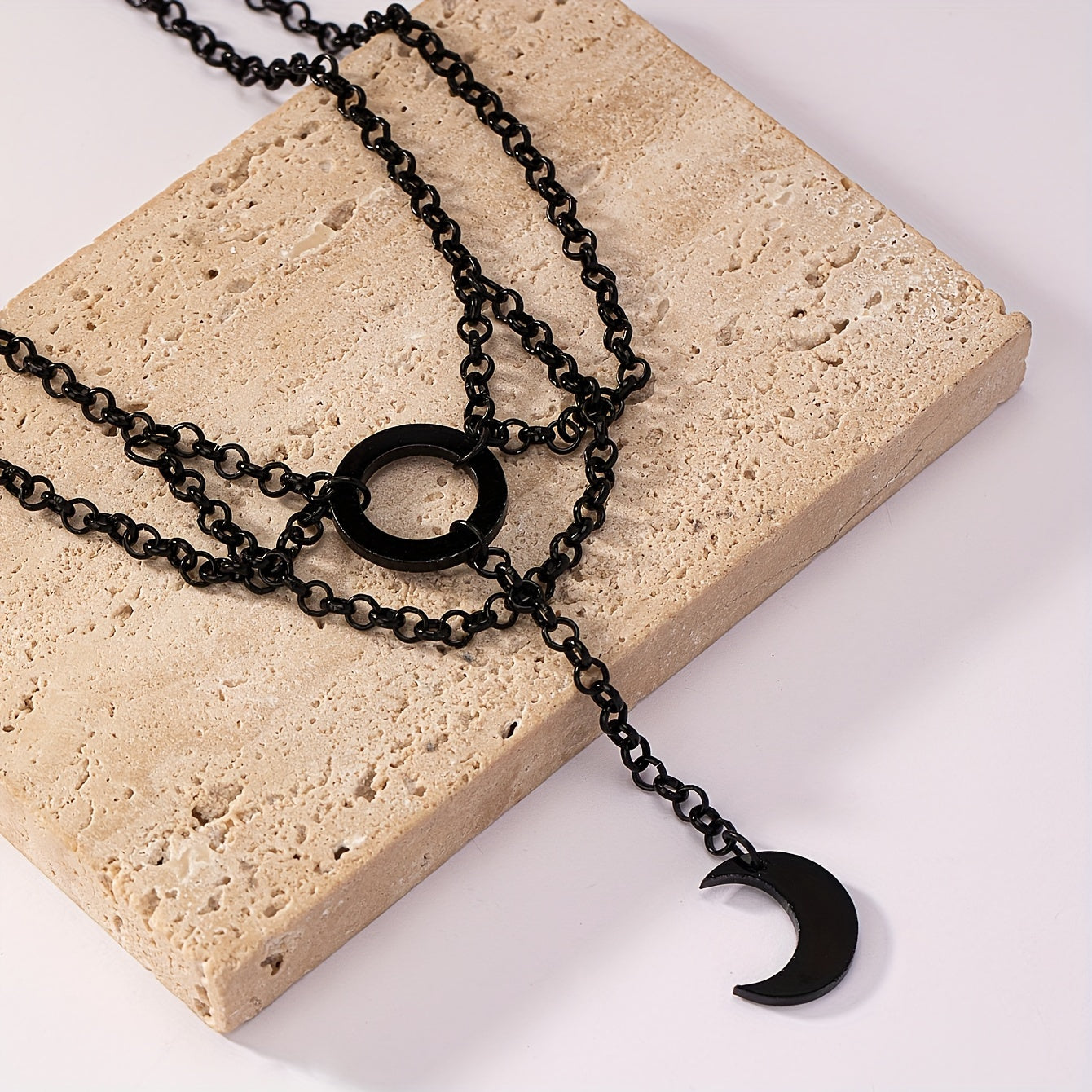 Gothic style black crescent pendant collar necklace, vintage style collar necklace, holiday fashion jewelry, Eid al-Fitr and Ramadan gifts