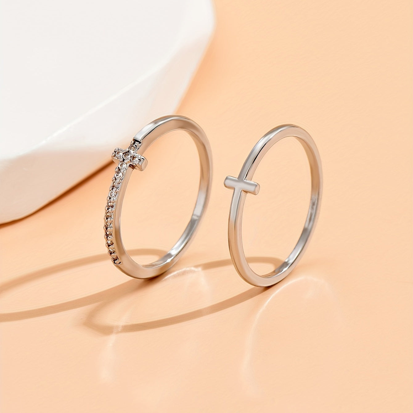 Double Cross Sparkle Synthetic Zirconia Ring Elegant Index Finger Jewelry Gift