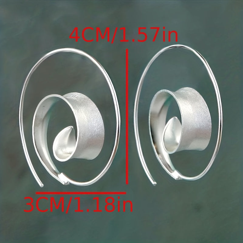 Personalized Round Spiral Leaf Design Gold/Silver Pendant Earrings Vintage Elegant Style Zinc Alloy Silver Plated Jewelry Daily Casual