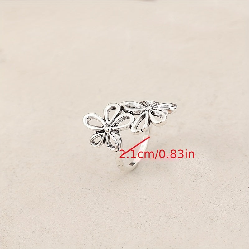 European and American flower opening adjustable women's ring