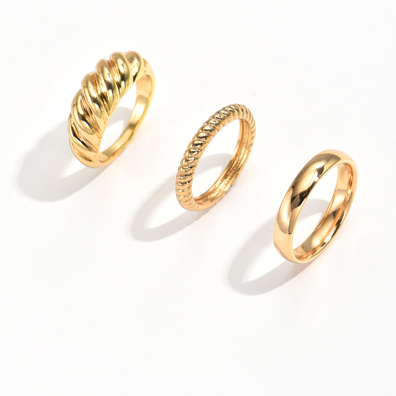 3 Pieces/Set Simple Twist Rings Dome Rings Ladies Party Jewelry Gifts Neutral Ornaments