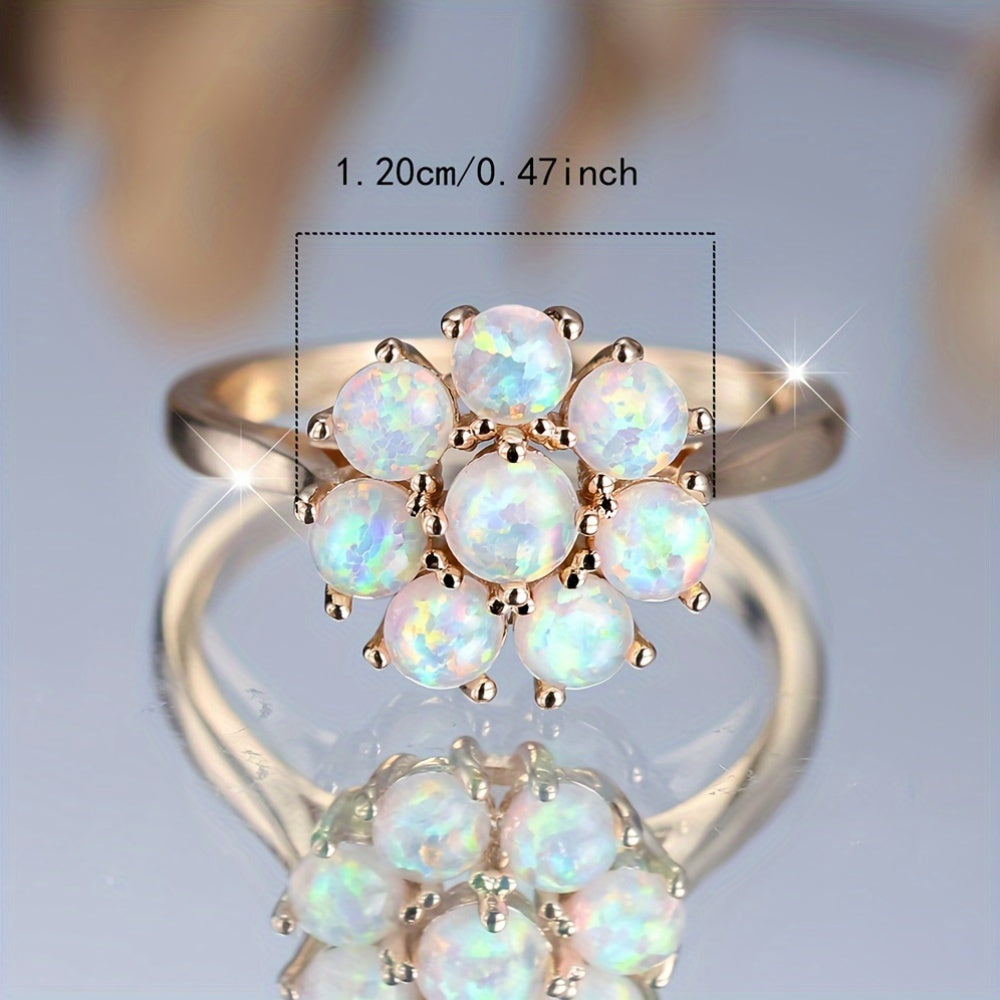 An elegant vintage-style copper floral engagement ring with synthetic iris, perfect for parties and weddings, any season of jewelry gifts.