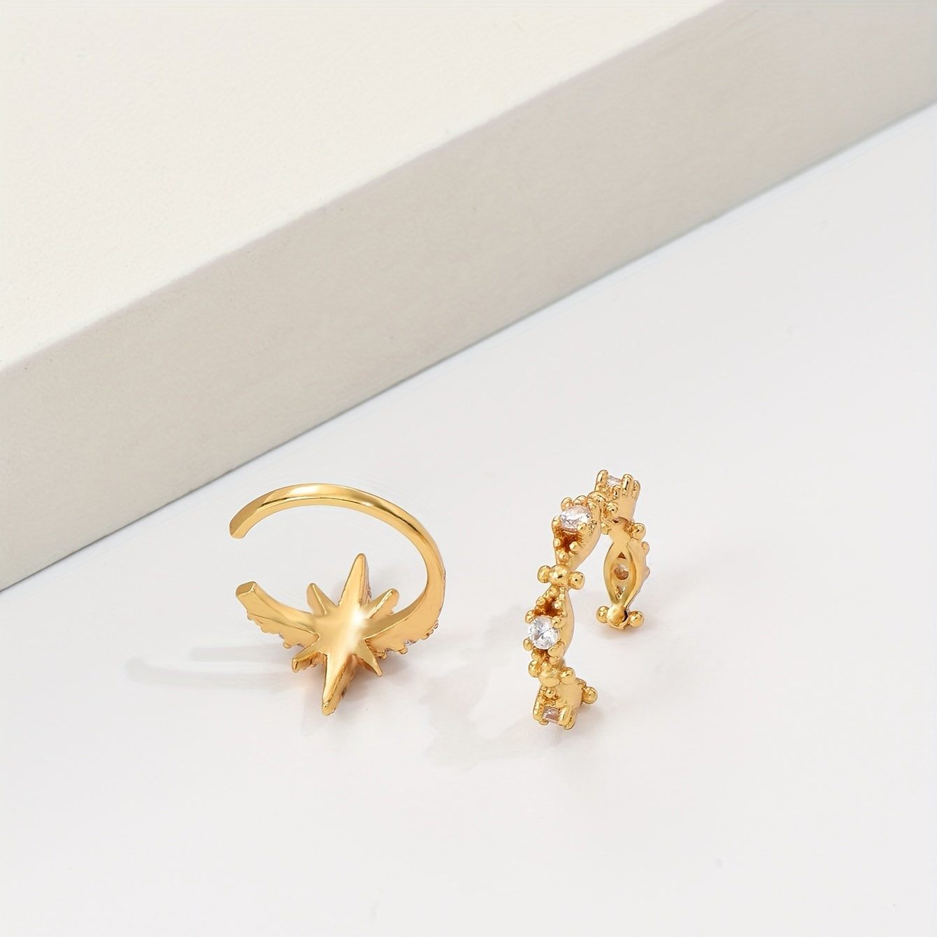 2-Piece Starlight Elegant Earring Set, Synthetic Cubic Zirconia, Copper Mini Ear Clips, Simple Style, Daily and Party Wear, Women's Anniversary Gift