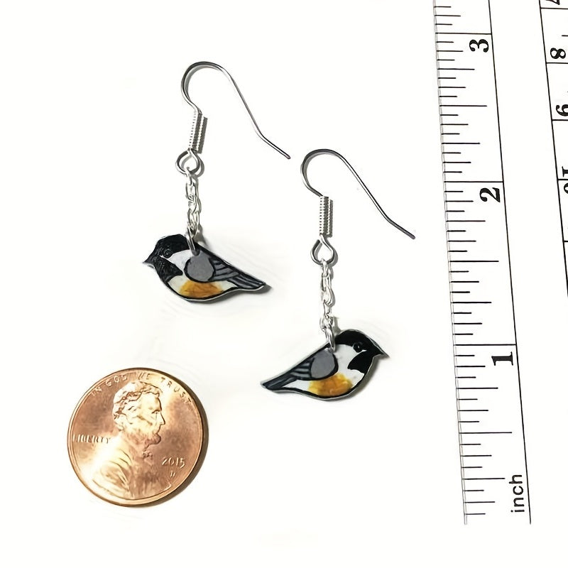 Cute Enamel Bird Design Dangle Earrings Retro Simple Style Alloy Jewelry Adorable Gift For Women Girls