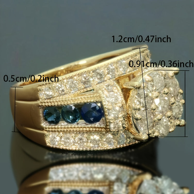 1 Deluxe Gothic Synthetic Zirconia Ring, April Birthday Stone, Copper Band, , Engagement, Weddings, Parties, Ramadan Jewelry, Everyday and Party Wear, All Seasons