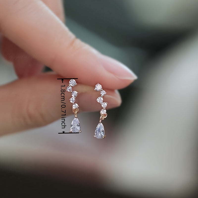 Elegant earrings, simple and exquisite zircon pendant, women's wedding banquet jewelry, casual daily accessories