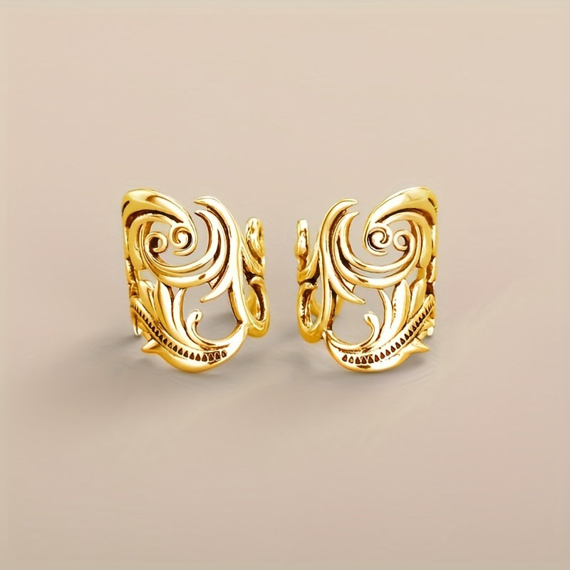 Creative flower sculpture ear full copper jewelry retro punk style unique personality women's earrings