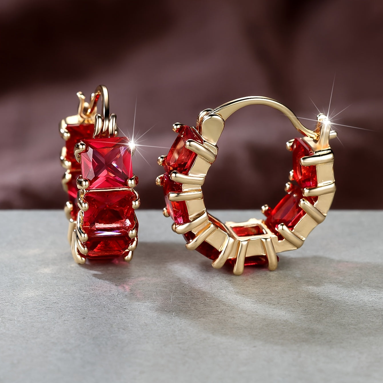 1 pair of elegant bohemian resort style square earrings, suitable for women, synthetic square crystal, copper earrings, party and wedding accessories, jewelry gifts for all seasons