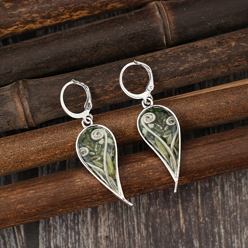 Vintage Bohemian style silver plated alloy stud earrings with floral design and iron studs, low reactive flip stud earrings for women