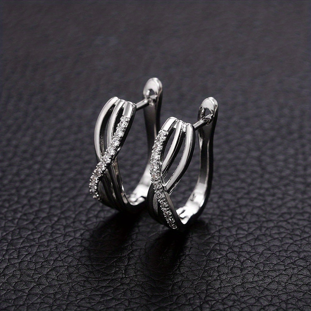 Romantic love knot silver plated ring drop earrings, Zirconia, wedding bridal earrings, ladies