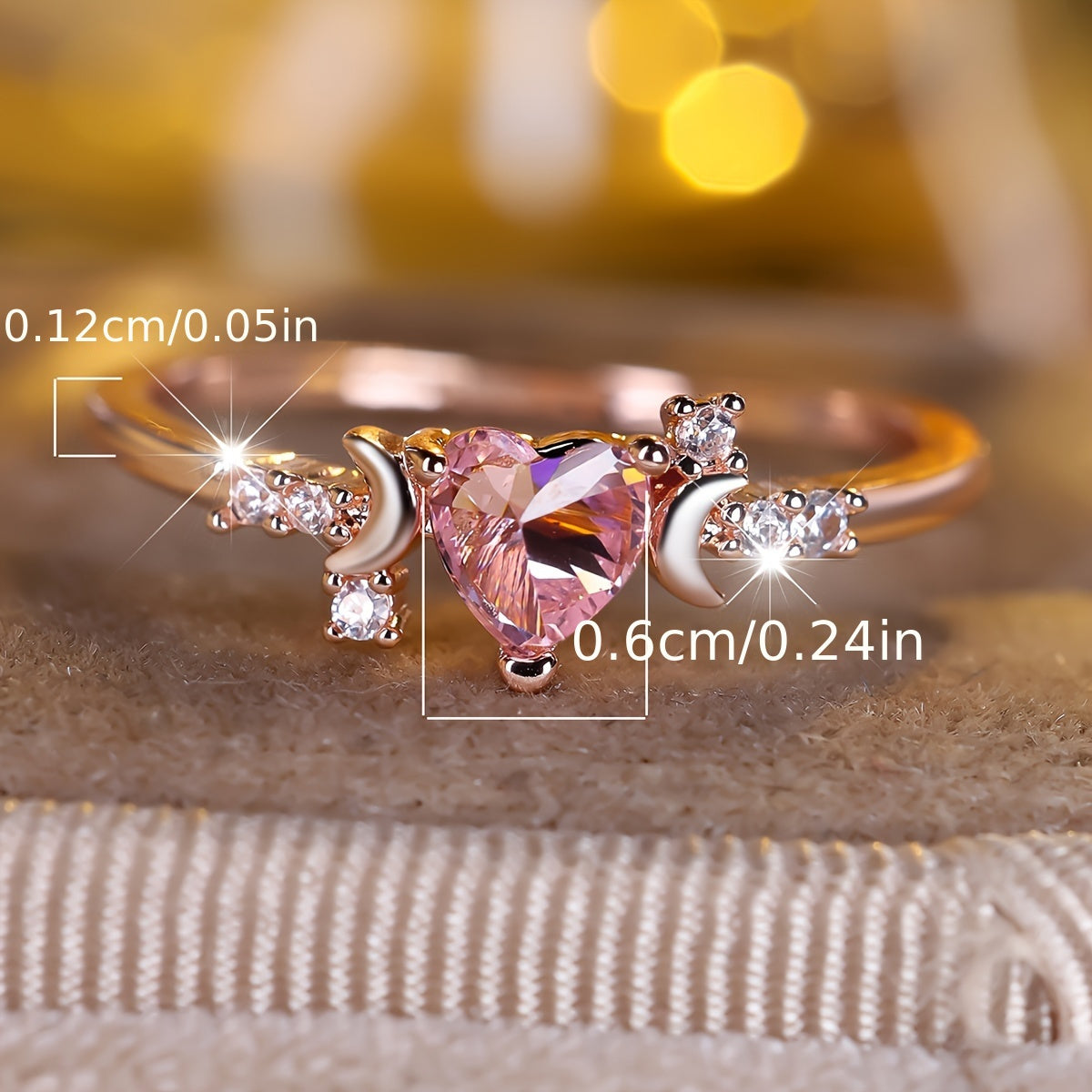 Heart-Shaped Pink Cubic Zirconia and White Cubic Zirconia Heart Ring
