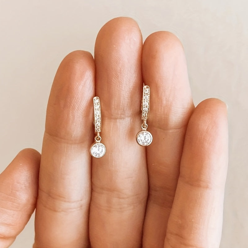 Ladies Elegant Crystal Pendant Earrings - Nickel Free Copper, Synthetic Zircon, Perfect for Weddings and Everyday Gorgeousness