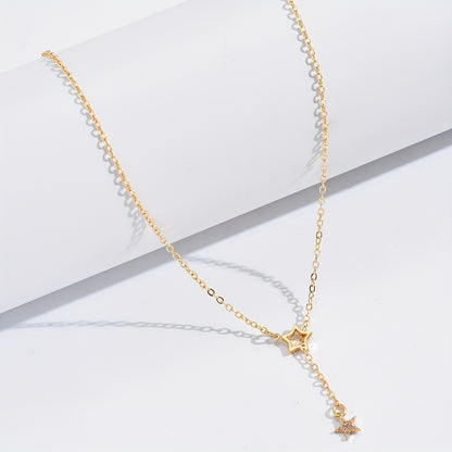Delicate sparkling star Y-shaped collarbone chain necklace, suitable for female dating party jewelry