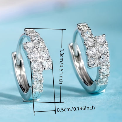 Ladies Elegant Simple Earrings - a pair of synthetic zircon paved copper rings, nickel-free plating, April birthstone, perfect for everyday wear and party occasions