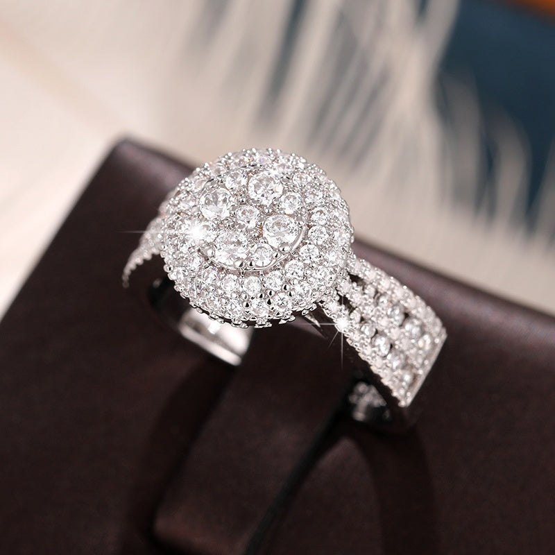 Luxury Ladies Engagement Ring 925 Silver Plated Miniature Zirconia Ring, Wedding Romantic Wedding Exquisite Jewelry Lover Gift