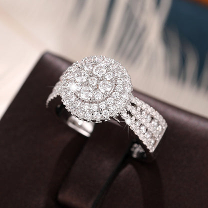 Luxury Ladies Engagement Ring 925 Silver Plated Miniature Zirconia Ring, Wedding Romantic Wedding Exquisite Jewelry Lover Gift