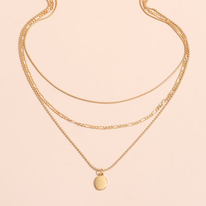 Ladies jewelry, vintage oval pendant, multi-layer sweater chain