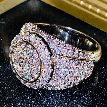 A luxurious Gothic women's ring, covered with round cut synthetic cubic zirconia, copper base, April birthstone, ideal for weddings, banquets, Valentine's Day gifts - Four Seasons Jewelry