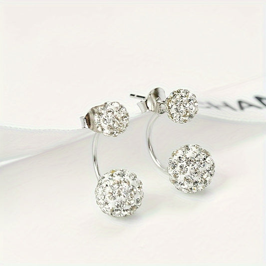 Elegant Double Flash Ball Earrings - Fashion Versatile, Synthetic Zircon, Handmade Ladies Alloy