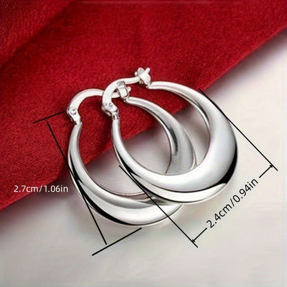 Sexy Minimalist Style Silver Hoop Earrings Copper Silver Plated Jewelry Fashion Exquisite Women's Gifts