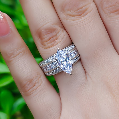 Elegant Bridal Ring with Sparkling Horse's Eye Cubic Zirconia - Exquisite Copper Ladies' Offer Ring, Perfect for Engagement and Wedding Celebrations, April Birthstone, Bridal Accessories | Minimalist | Polished Surface