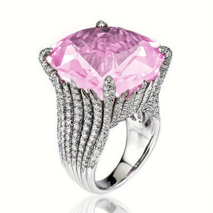 1 Ladies Anniversary Ring Luxury Inlaid Synthetic Zirconia Ring Ladies Proposal Engagement Wedding Ring Banquet High-end Jewelry Valentine's Day Gift