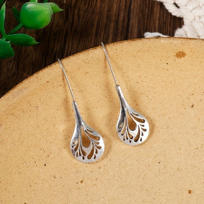 Handmade leaf hanging earrings, hollowed out design, vintage bohemian style, vintage style, bohemian style