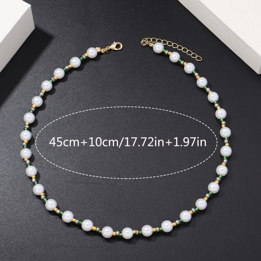 Men's Casual Faux Pearl Necklace, Daily Accessories Jewelry