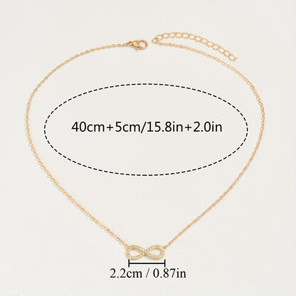 Exquisite Zirconia inlaid infinity symbol 8 letter pendant necklace Women's, holiday popular gift